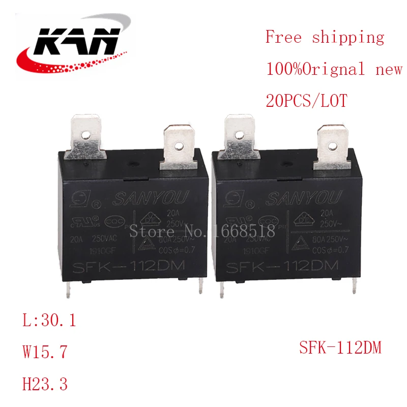 

Free shipping 20pcs Air conditioning special relay SFK-112DM 12VDC 20A 250VAC 4PIN Original New