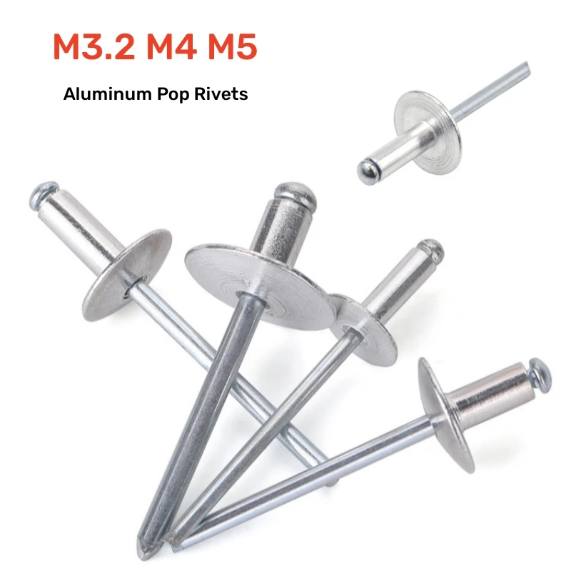 M3.2 M4 M5 Aluminum Large Flange Self Plugging Open End Pop Rivet Large Cap Leaf Decoration Pull Nai for Automotive&Furnitures