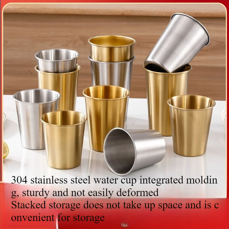 

Чашки из нержавеющей стали 300/400/500 мл Стаканы из нержавеющей стали Пинт Чашки для кемпинга Стаканы для питья Штабелируемая металлическая чашка Стакан для вина