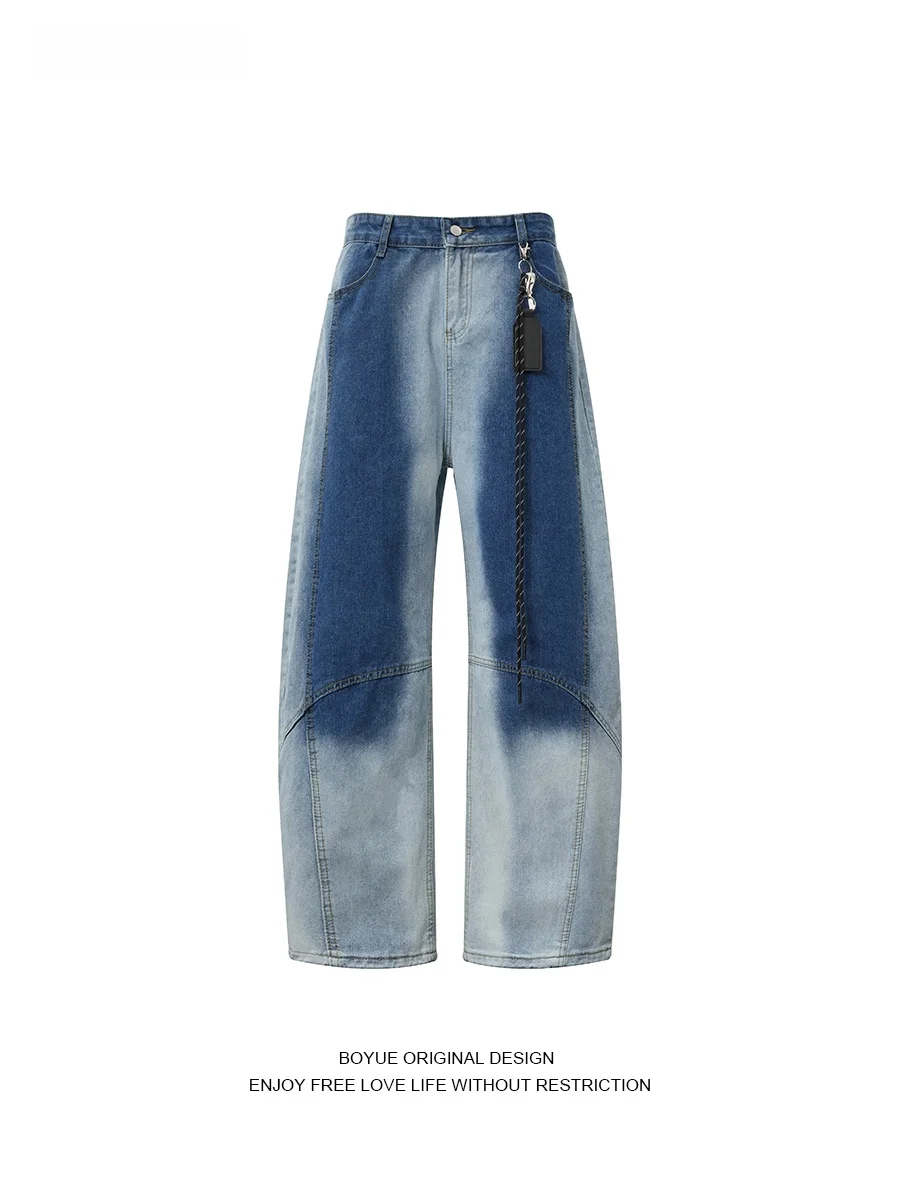 Boyue American Waed adient Knife Jeans Calças de pernas largas Hip Hop Deconstruído Streetwear para homens e mulheres