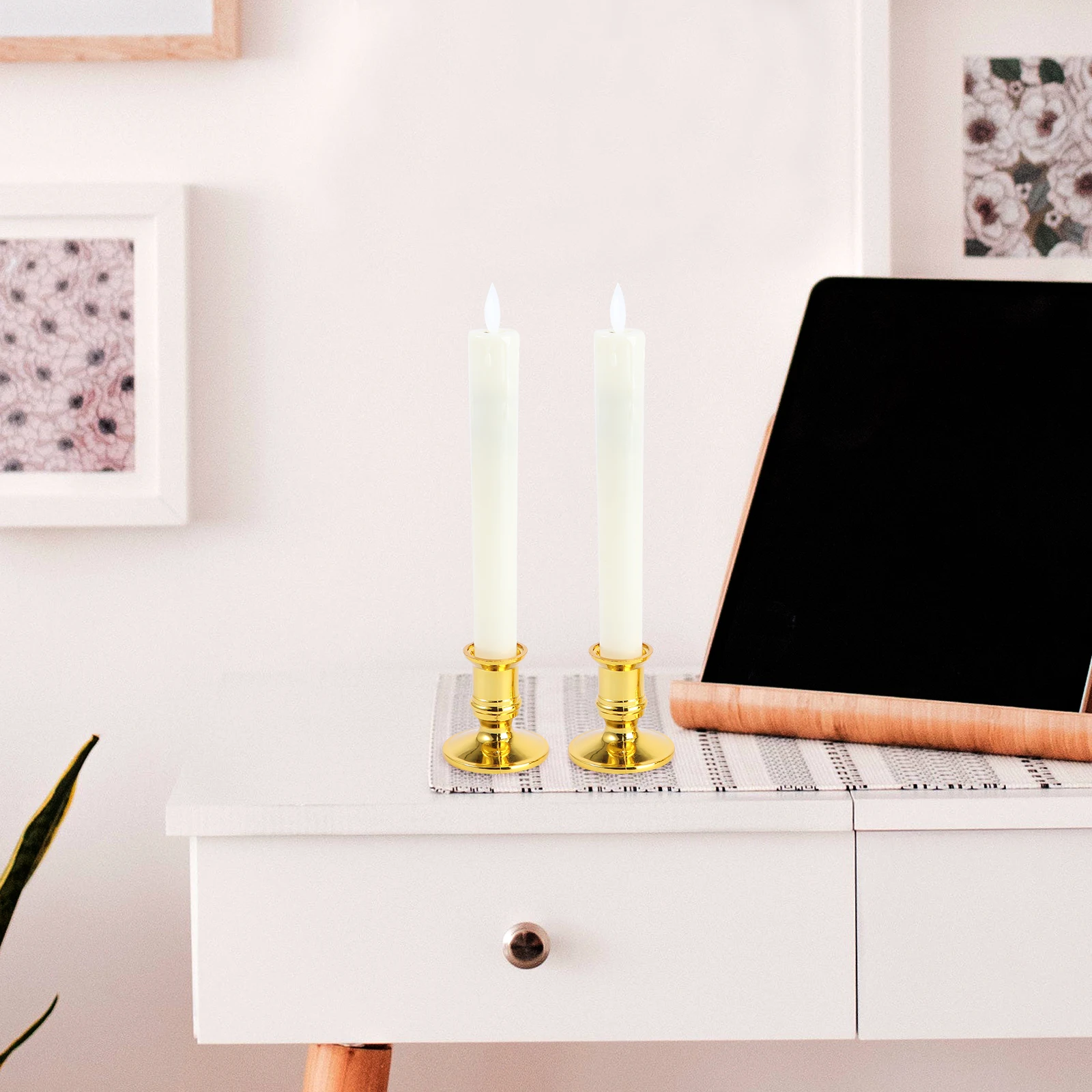 2 pçs led velas eletrônicas longas luzes sem chama simulação balanço lâmpada para decoração de festa luz noturna castiçal branco dourado