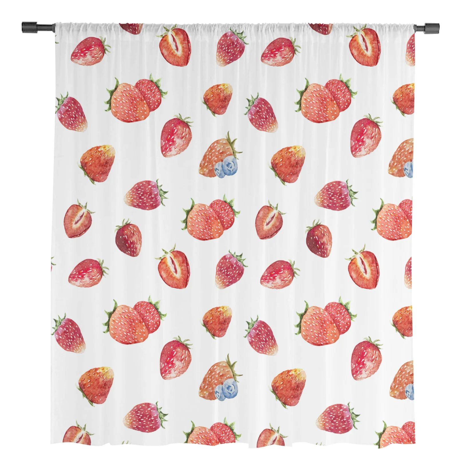 Strawberry Berries Fruits Tulle Curtains for Living Room Bedroom Modern Voile Curtain Kitchen Chiffon Sheer Curtains