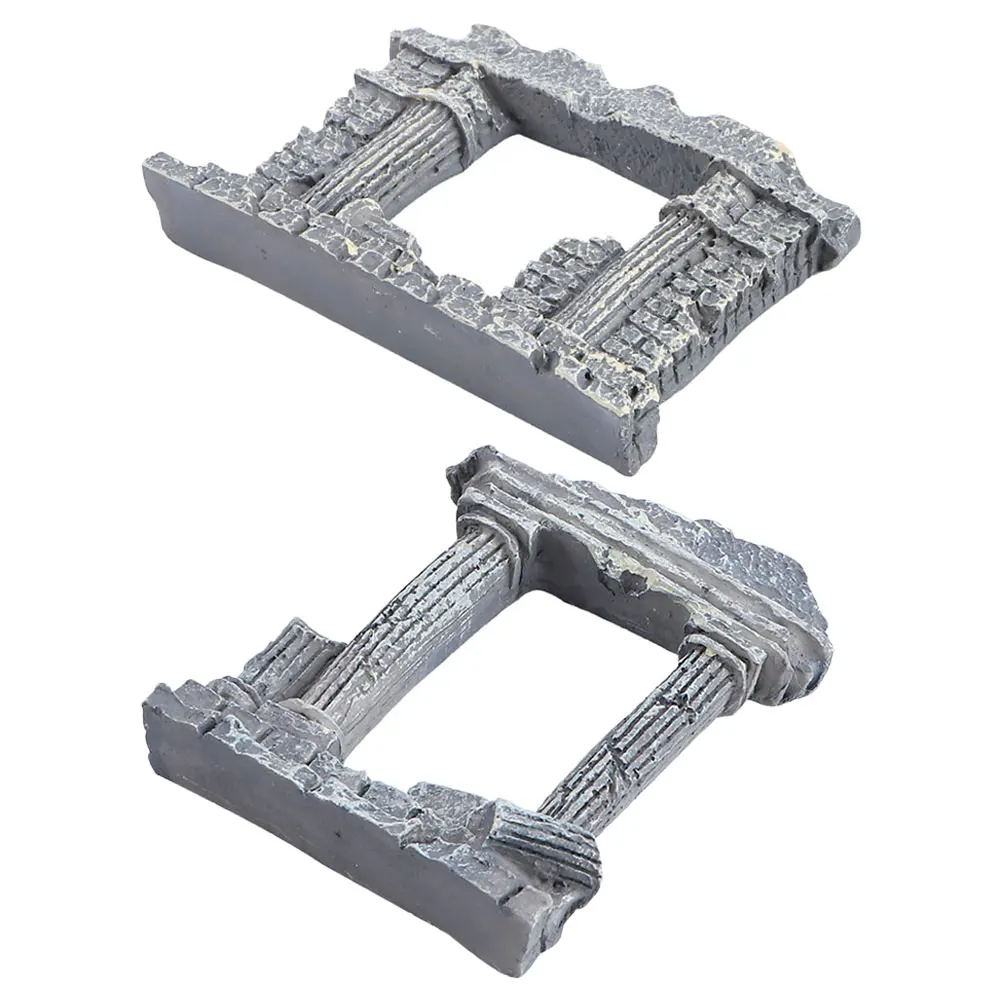 

2 Pcs Roman Column Decoration Fish Tank Aquarium Décor Decorations Double Supply and