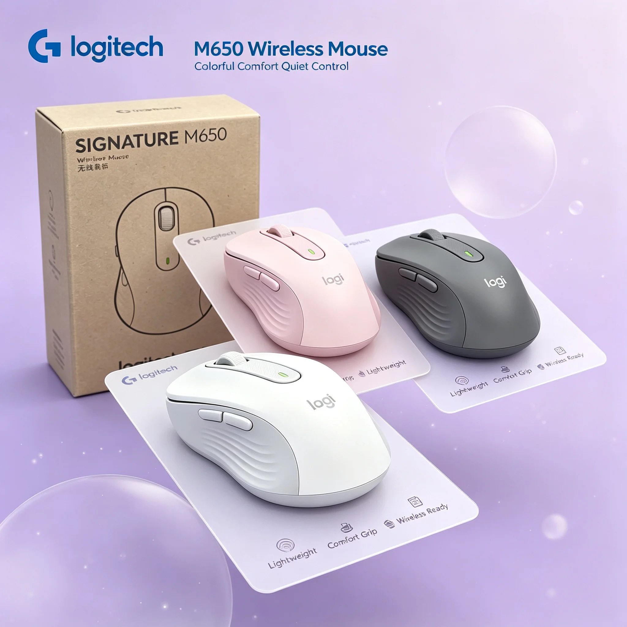 Logitech M650 2.4G Wireless Mouse With Receiver Silent Click Multi‑System Compatible Office Mice
