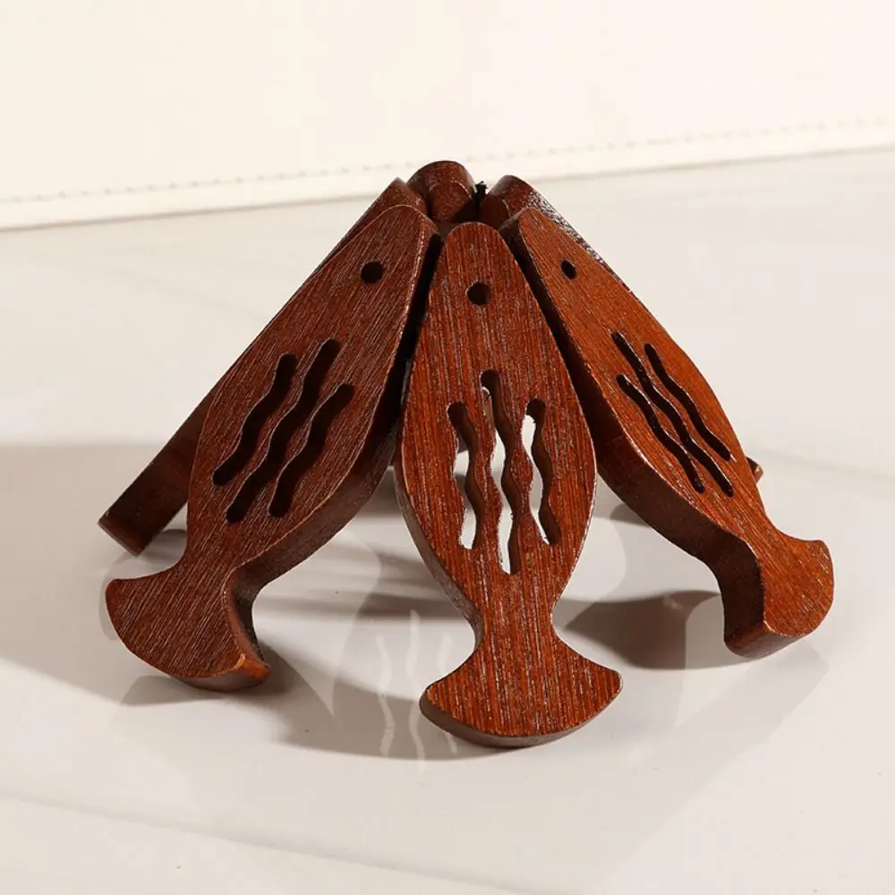 

Креативный теплоизоляционный коврик в форме дерева, складные бамбуковые теплоизоляционные подставки, противоожоговая подставка в форме рыбы