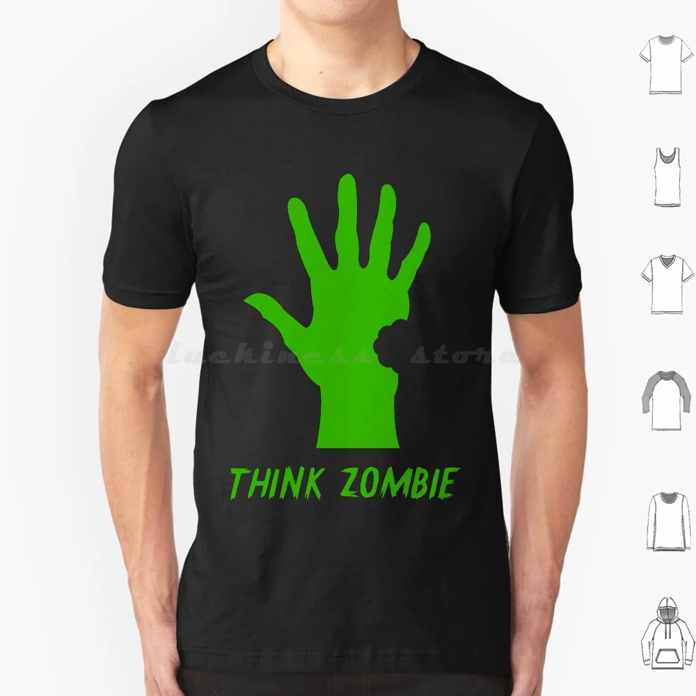 Think Zombie Parody T Shirt T Shirt Big Size 100% Cotton Think Zombie Bitten Hand Bite Halloween Parody Parodies Green Hand