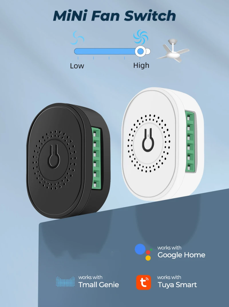 Imagem -06 - Tuya-controlador do Ventilador para Casa Inteligente Ventilador de Teto Wifi Interruptor de Velocidade Stepless Regulador de Tensão Trabalhar com Alexa Google Smart Life App