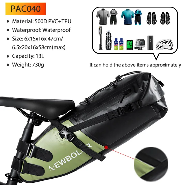 NEWBOLER Wasserdichtes Bikepacking-Taschenset, Fahrrad-Reisetasche für Gravel-Bike, Rennrad, Langstrecken-Touren, Fahrradzubehör