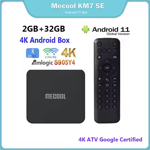 2024 New arrival MECOOL KM7 SE Android 11 TV Box 4K ATV Google Certified 2GB 32GB BT5.1 Amlogic S905Y4 Media Player PK KICKPI