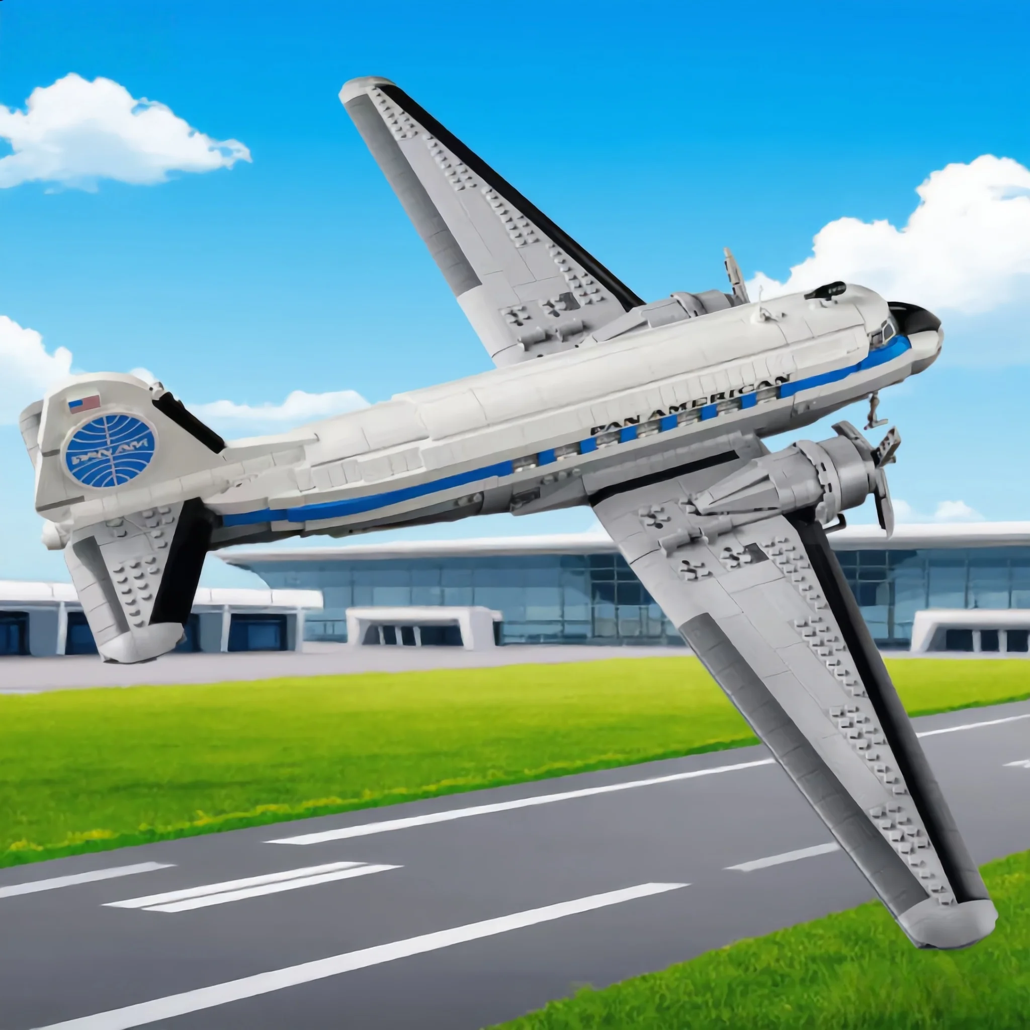 

2026 New 1903PCS Creative Icons Douglas DC-3 Pan Am Airliner Model Building Blocks Toy Christmas Gift