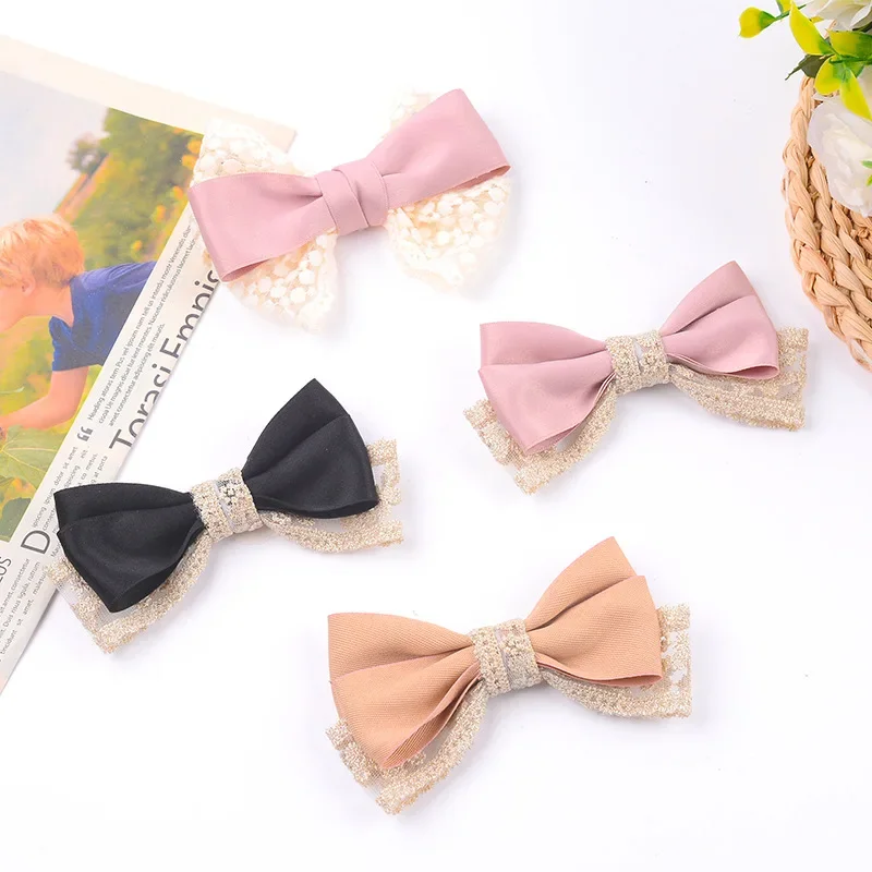 New DIY lace embroidered butterfly fabric headpiece  bow tie performance show accessories