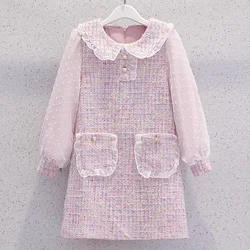 Baby Girls Dress Spring Preppy Style Dress for Girls Long Sleeve Kids Dresses Autumn Children Clothes for 6 8 10 12 14 Years