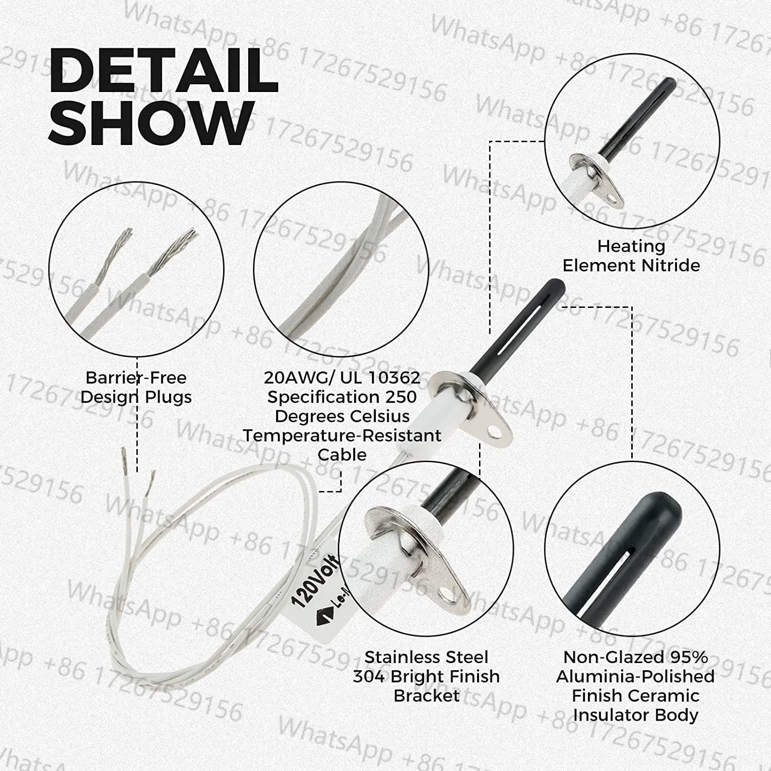 Universal Silicon 120 Volt Nirtride Hot Rod Igniter for Silicon Carbide Ignitor Gas-Fired Forced-Air Furnace Water Heater Boiler