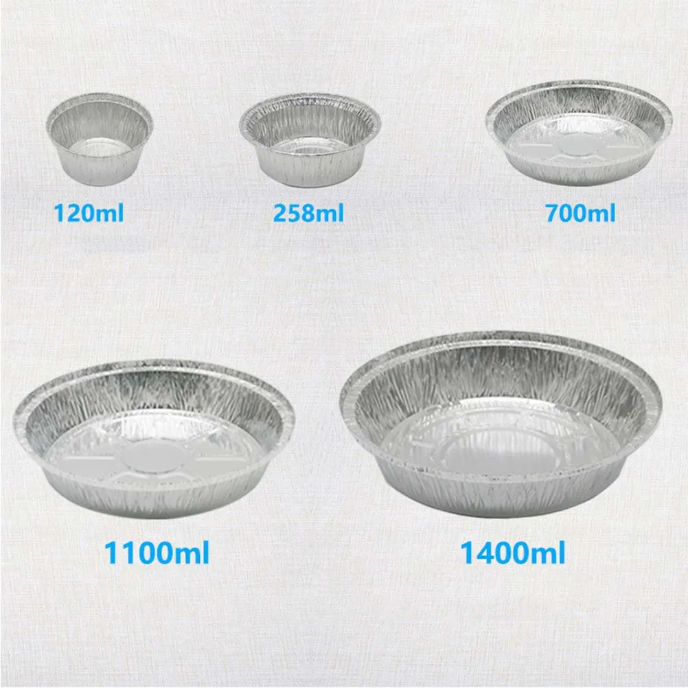 

50 Pcs Disposable Tin Foil Bowl Aluminum Pans Round Baking Bakeware Grill Plate Pie Tins