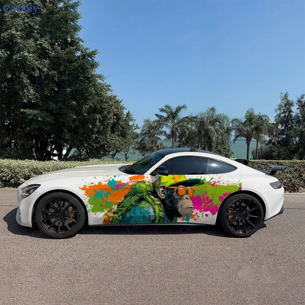 2pcs Sunglasses Gorilla Splash Decal, Durable, Fade-Resistant, Enhance Vehicle Aesthetic With Bold Design Car Vinyl Wrap