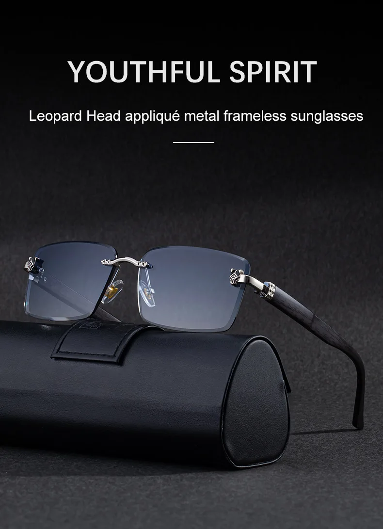 2026 Holzrahmenlose Sonnenbrille für Damen Trendige Retro UV400-Schutz Eckige Sonnenbrille für Herren Markendesign Modische Brille Dropshipping – Detail 3