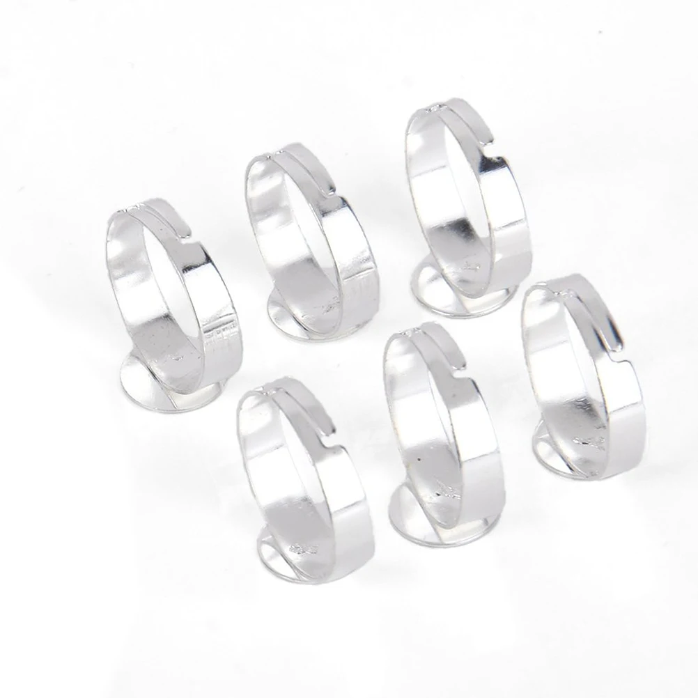 

20pcs Blank Adjustable Base Rings 10Mm Pad For Diy Jewelry Making Silver Color Ring Findings Fashion Accessories