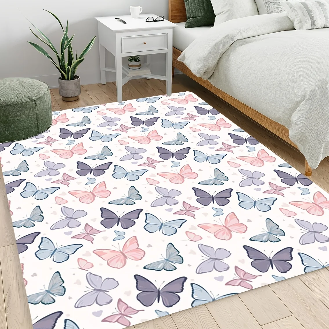 Festive Delicate Nature Motif Rectangular Rug Decorative Non Slip Door Mat Versatile Accent For Gym Dance Studio Lounge Room