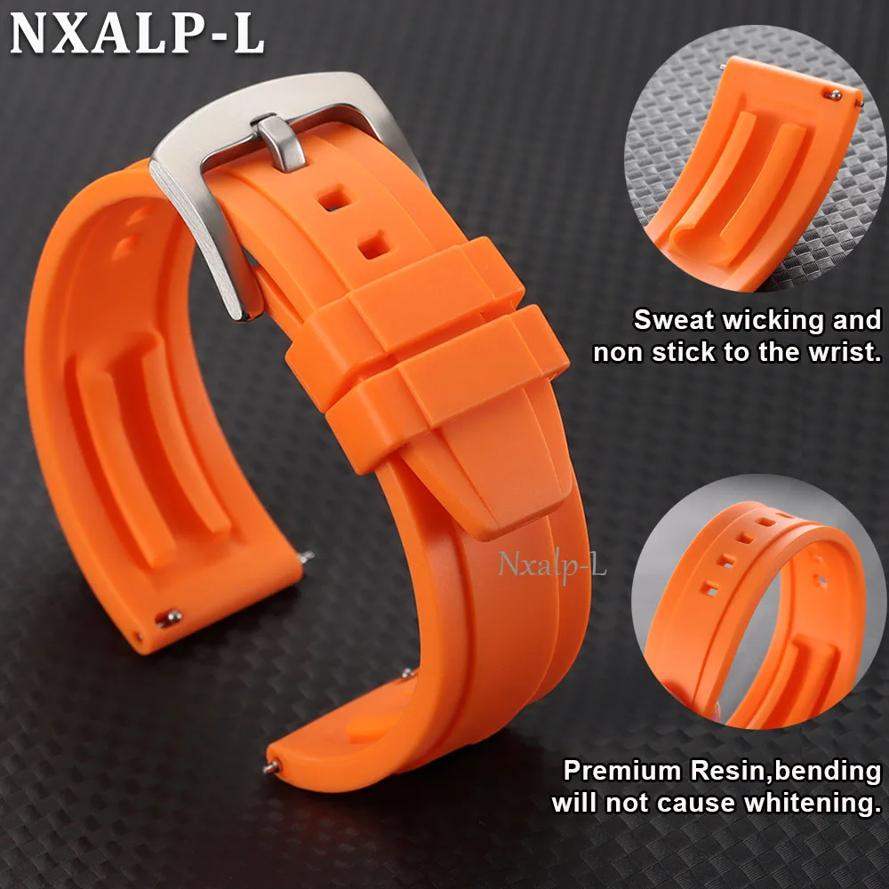 Premium Resin Watch Band 18mm 20mm 22mm Watrproof Sweatproof Elastomer Silicone Strap for Seiko for Rolex Bracelet Quick Release