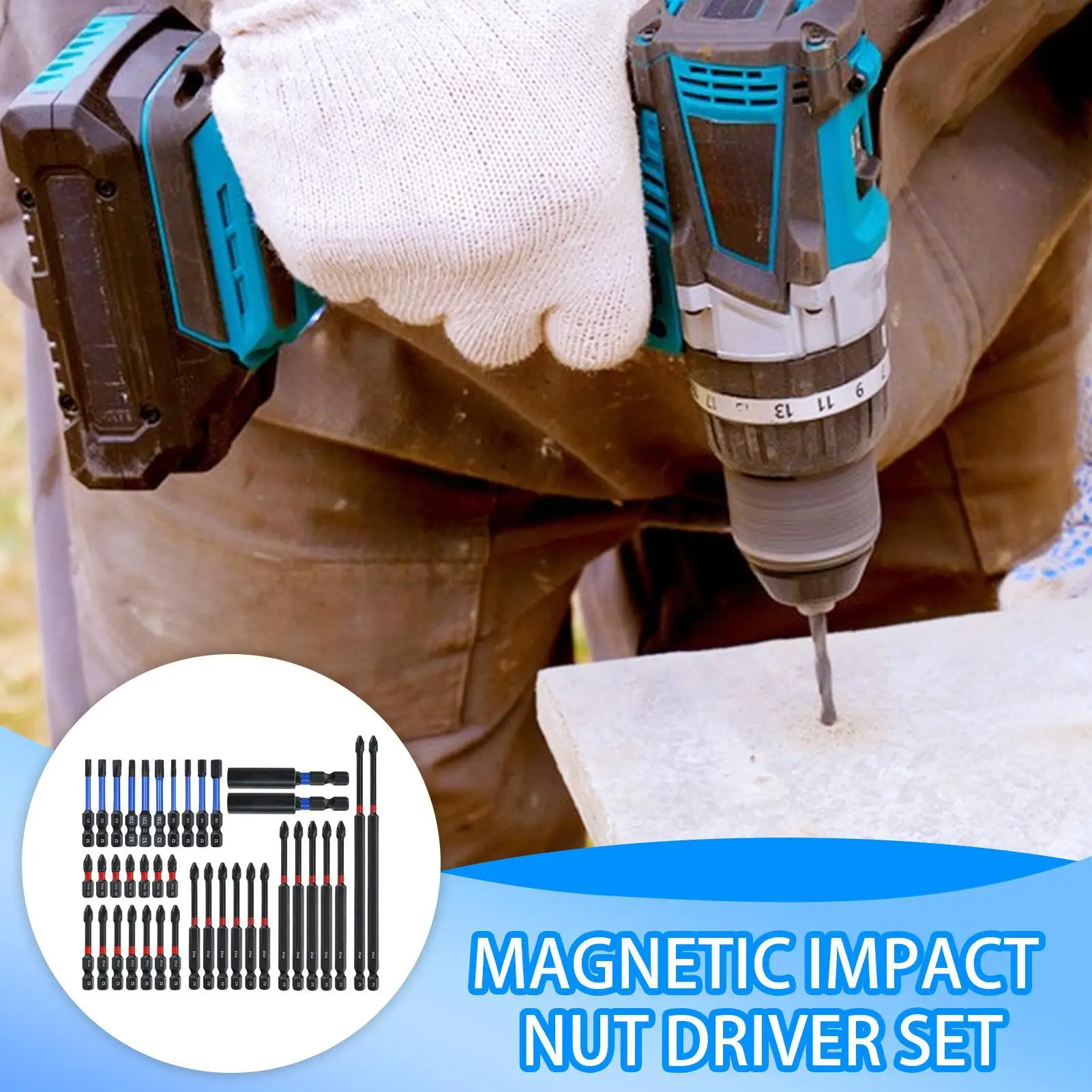 Magnetic Drill Bits For Screws Magnetic Bit Set 39 Pieces Anti-Slip Hexagonal Drill Tips Ergonomic For Roofing Metalworking