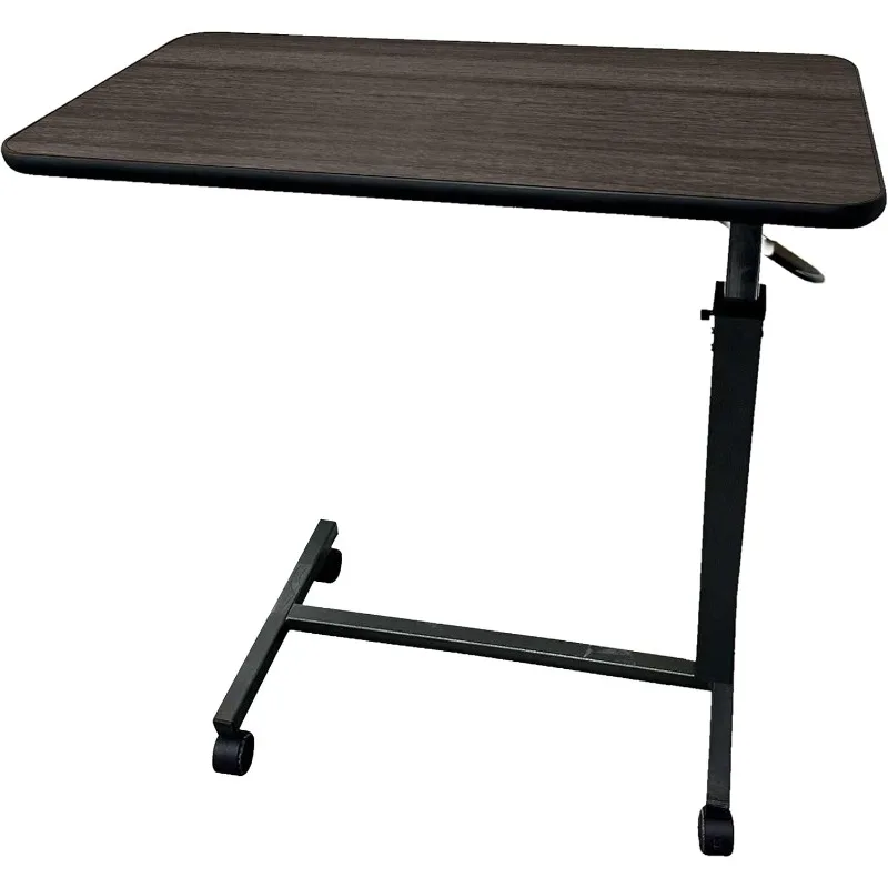 Medical Overbed Table with Wheels and Adjustable Height - Carbon Grey Rolling Over Bed Table for Hospital and Home Use