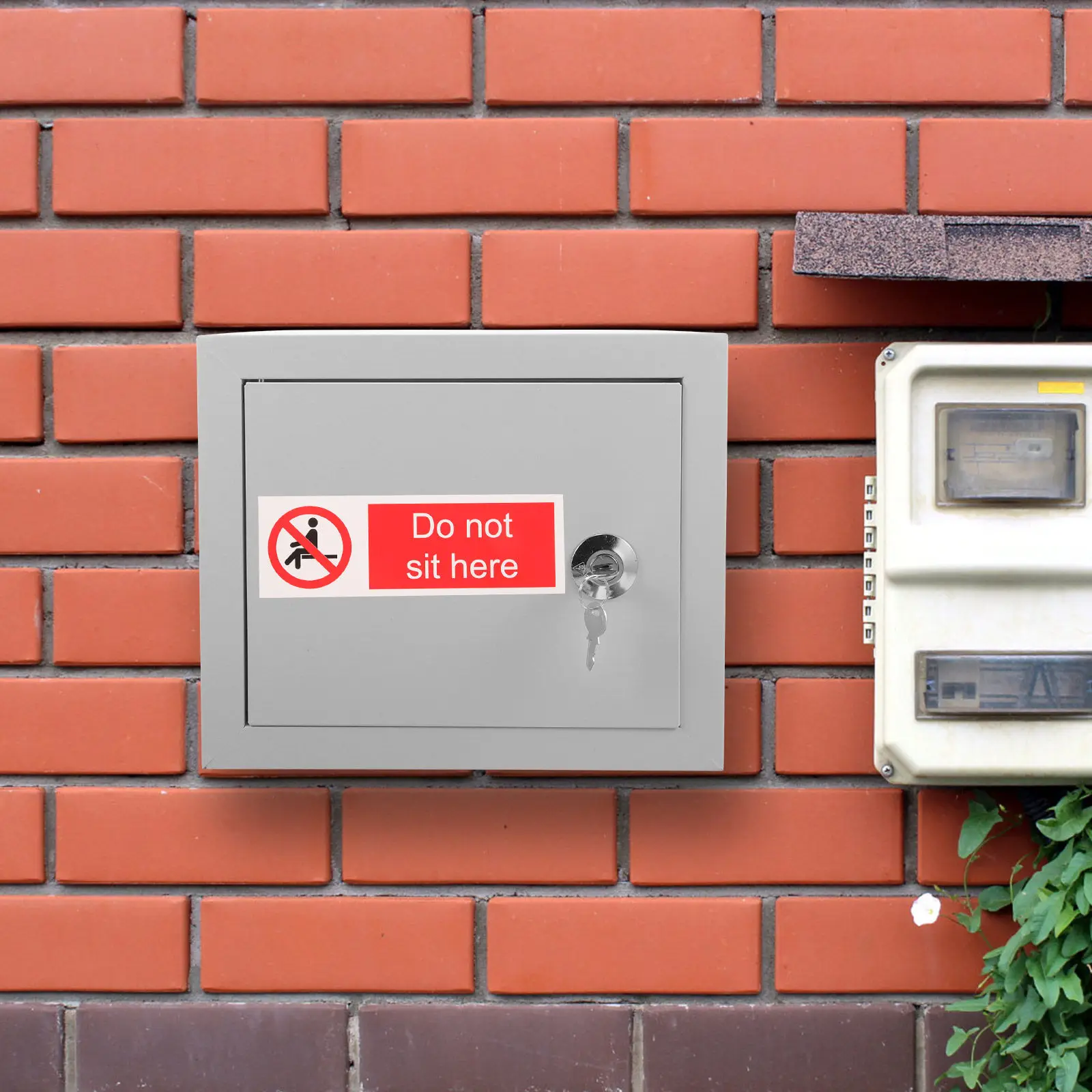 Here Sticker Self Adhesive Safety Warning Sign Highly Visible Fade Resistant for Office Factory Park Warehouse Garden