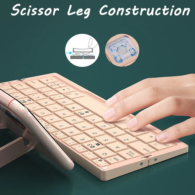 Bluetooth Wireless Foldable Keyboard Portable Mini Foldable Multi-Function Keyboards USB Rechargeable Keyboard for Tablet Laptop