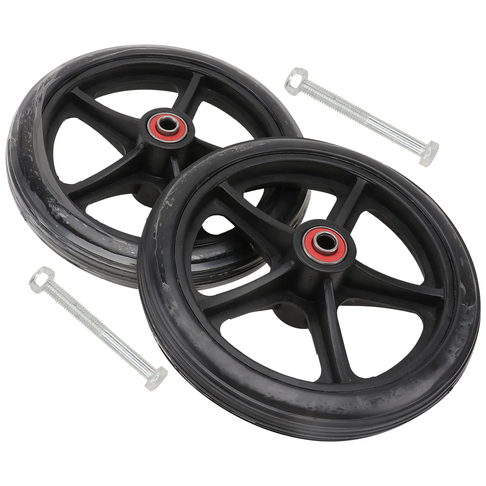 2Pcs Wheelchair Front Wheel 7 Inch Polyurethane Rubber Solid Tire Wheel Replacement for Manual Wheelchair Safe Reliable Mobility