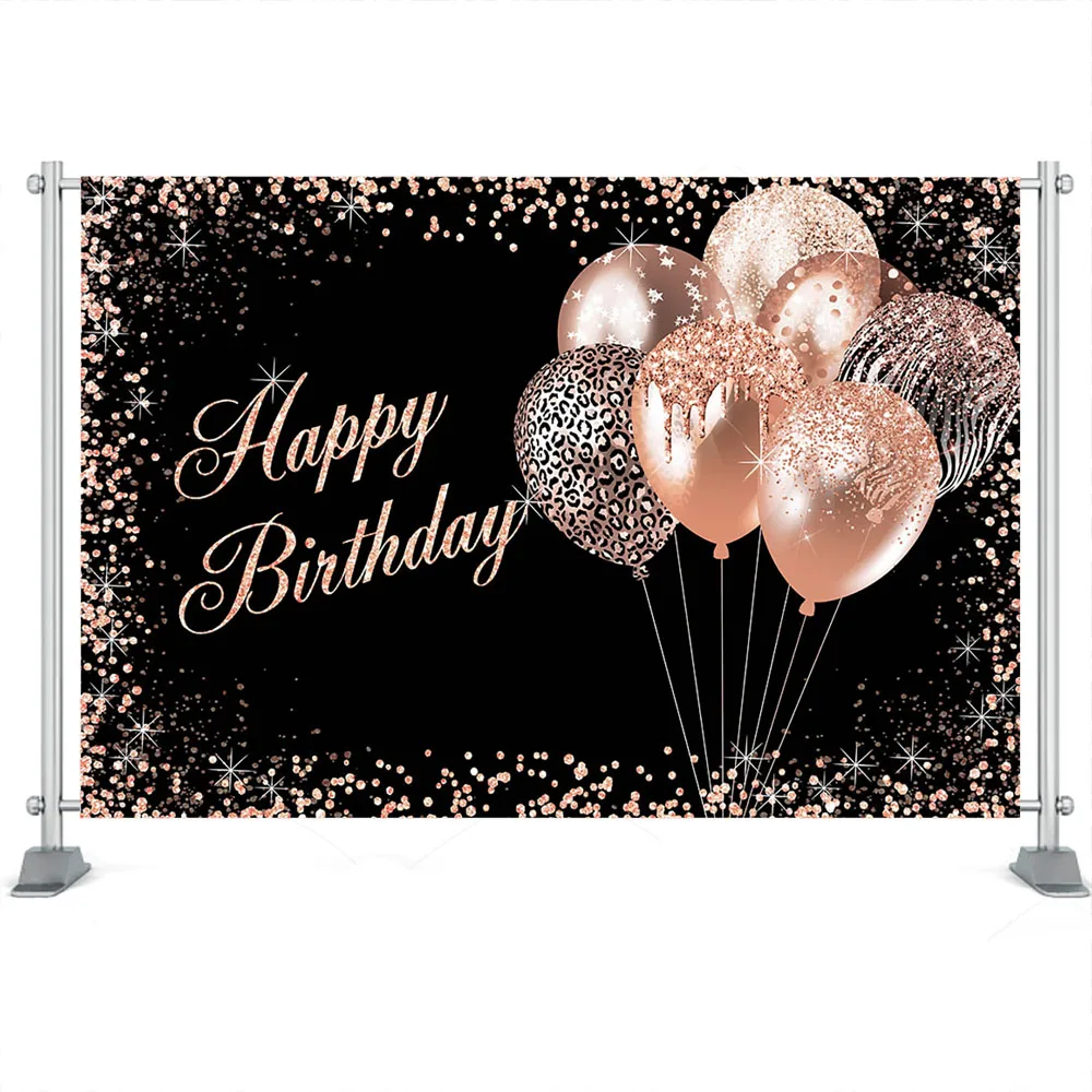 Mocsicka Girl's Birthday Photography Background Party Backdrop Pink Balloons Cake Smash Kids Glitter Dots Child Photo Studio