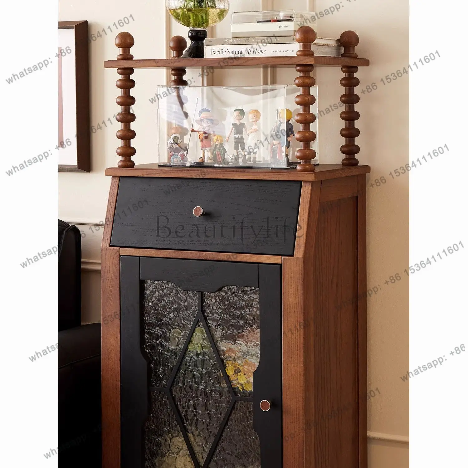 French solid wood chest, household living room against the wall, dining side, storage cabinet