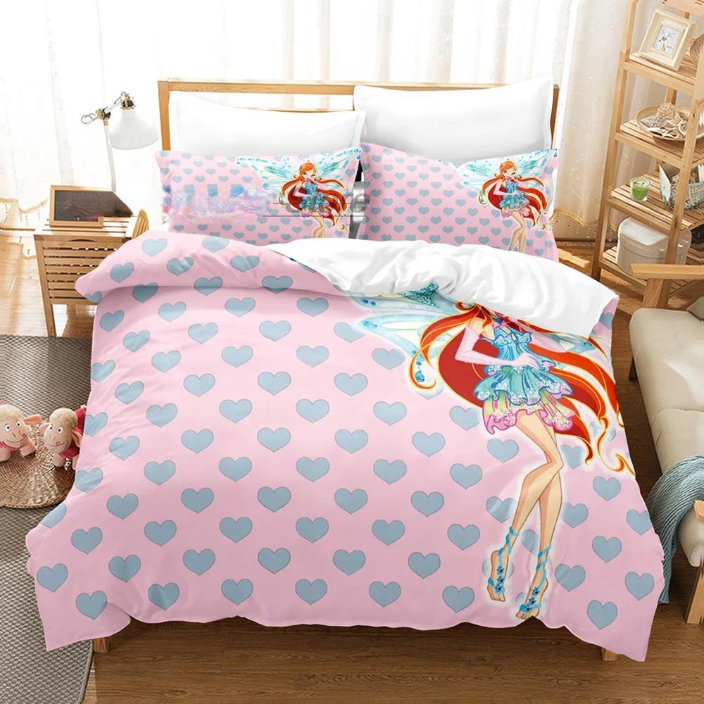 Winx Bedding Set Single Twin Full Queen King Size Bed Set Aldult Kid Bedroom Duvetcover Sets 3D Print Anime Kawaii 2022