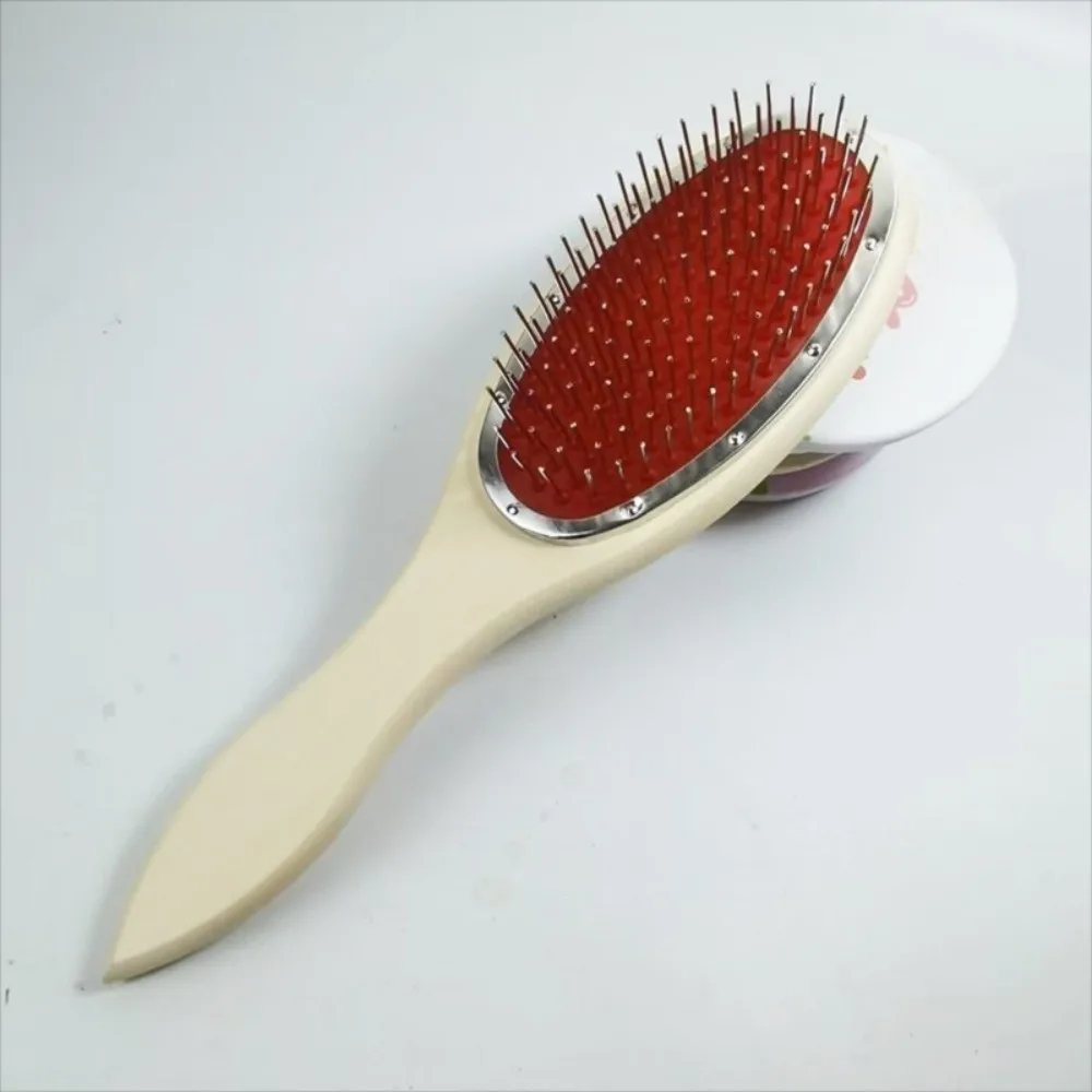 

Wooden Handle Professional Brush for Wig Hairdressing Wig Styling Anti Static Steel Comb Durable Detangling