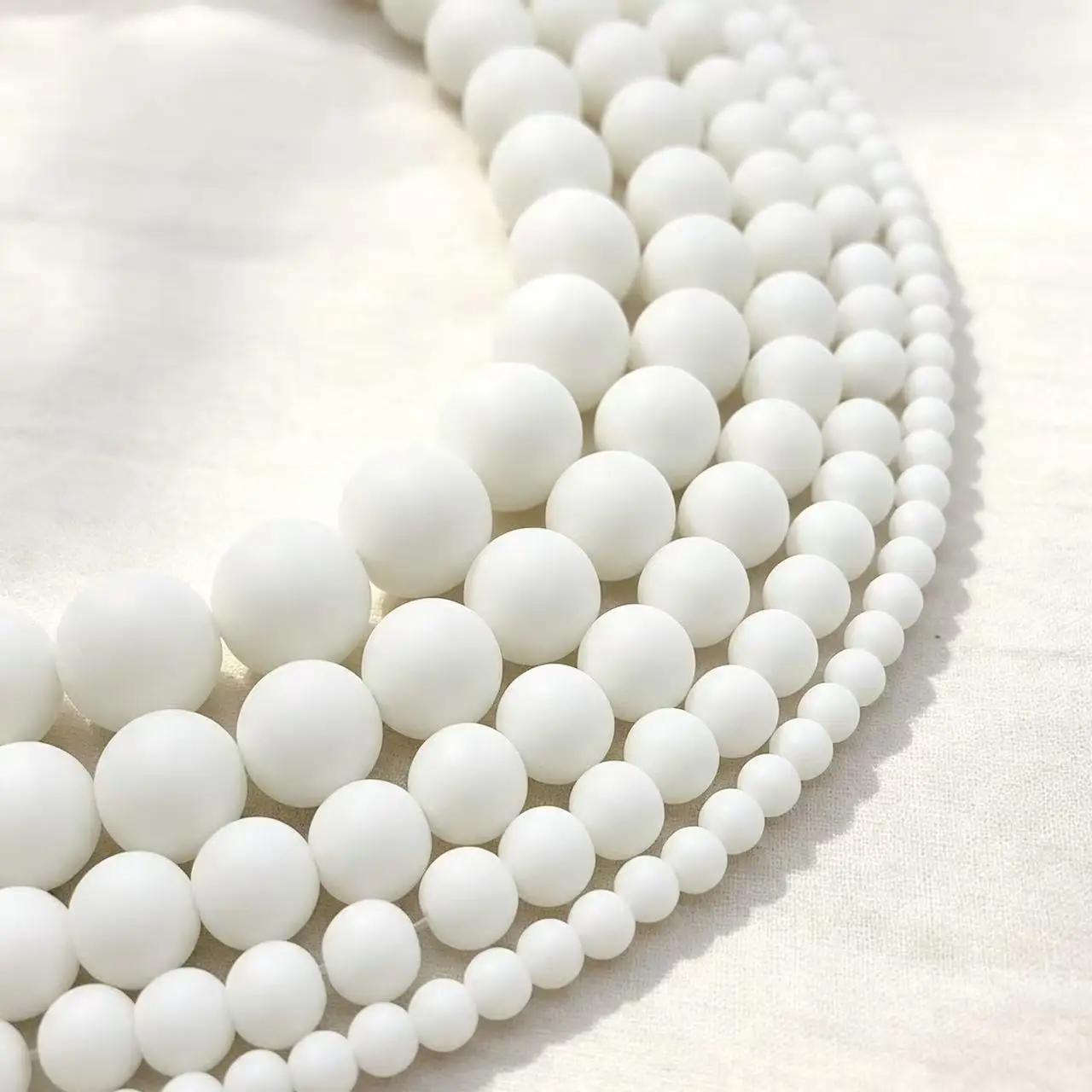 White matte porcelain beads 4-12mm DIY made loose beads, healing gemstones