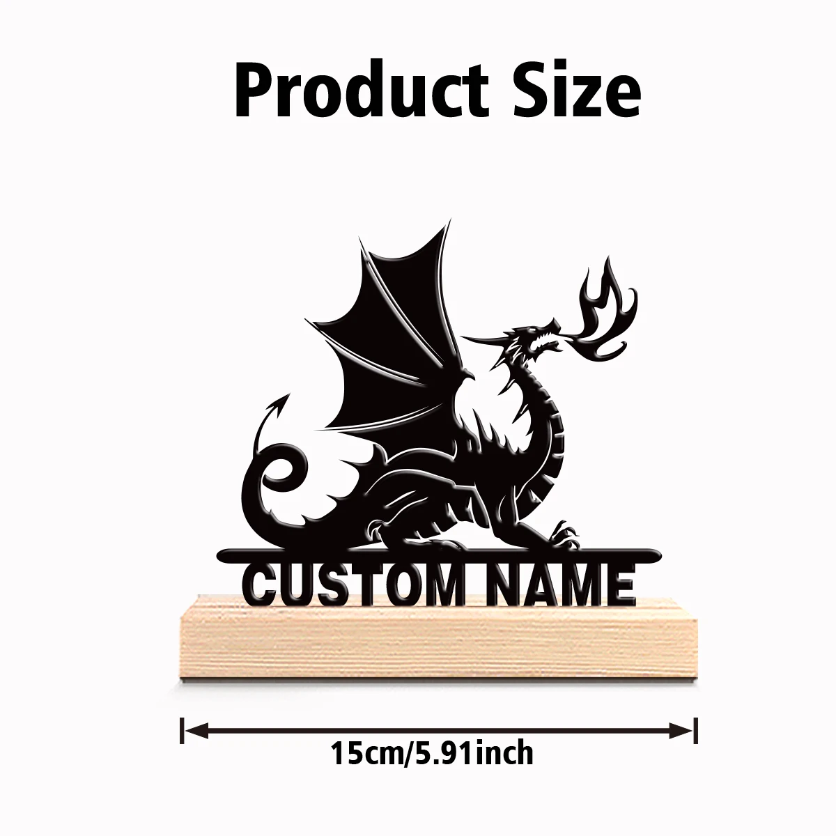 Customized Blessing Meaning Pterosaur Abstract wrought iron wooden base desktop artwork Wooden base bar decoration with kitchen - view 2