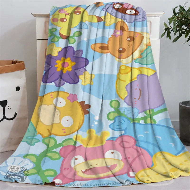 Cartoon Anime Pokemons Flannel Blanket Pikachu Eevee Snorlax Sylveon Plush Throw Blanket Living Room Sofa Blankets For Kid Adult