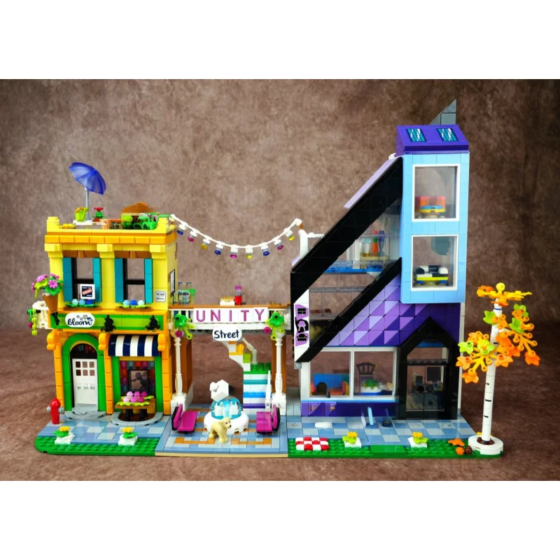 Compatible MOC Good friends series city center flower shop and furniture store boys and girls assemble play house toys gifts