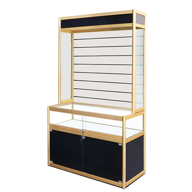 custom.High-end Aluminum With Slat Wall Display Retail Aluminum Phone Custom Glass Counter Design