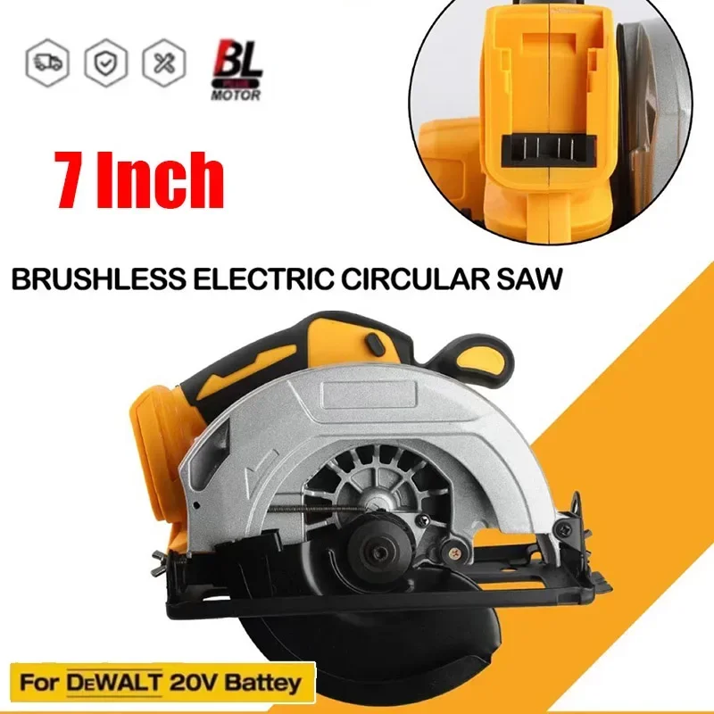 

7 Inch Brushless Electric Circular Saw Cordless High Power Board Cutting Machine Woodworking Power Tools Fit Dewalt 18V Battery