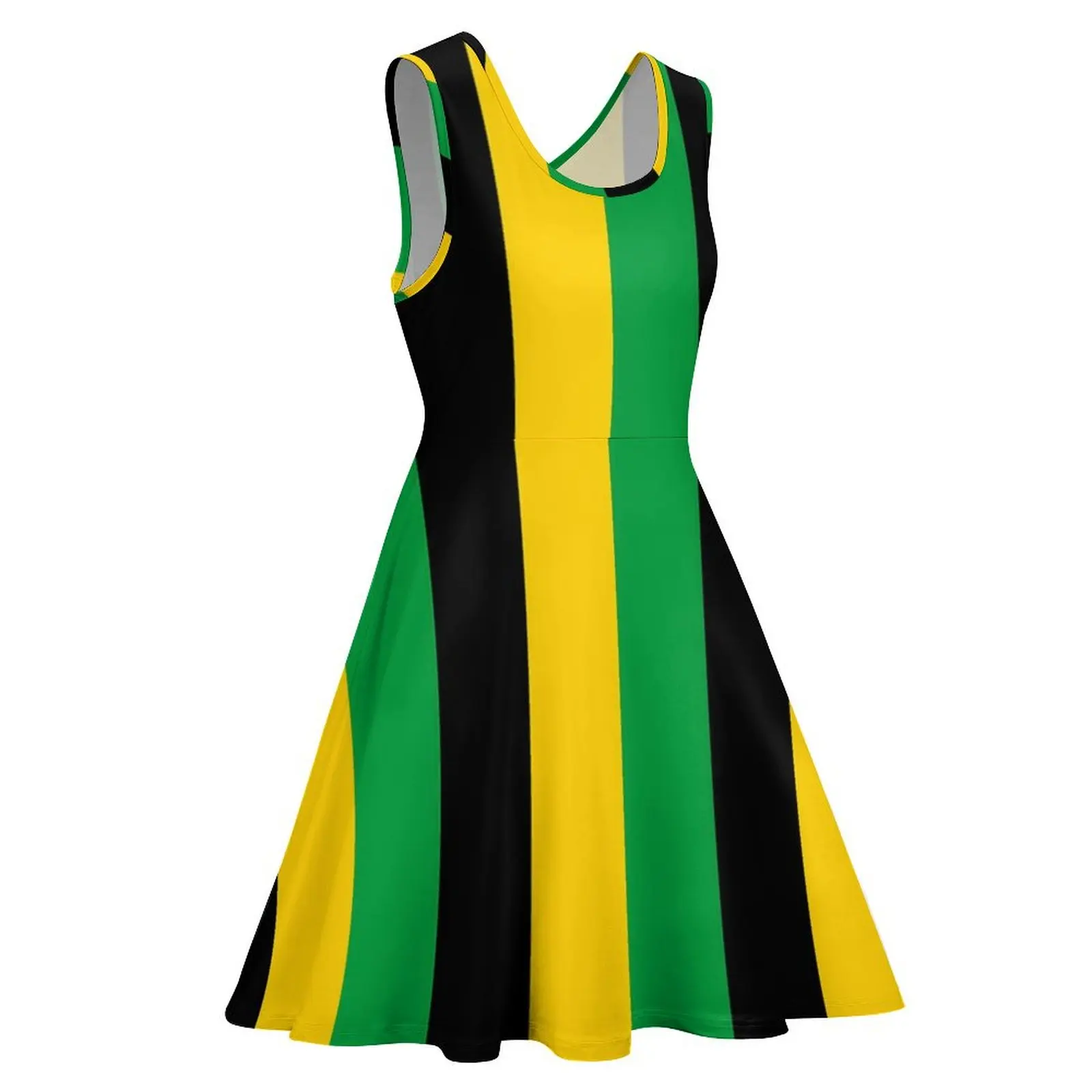 Jamaica Flag Print Dress Vertical Striped Sexy Dresses Sleeveless Streetwear Oversized Skate Dress Women Custom Clothes