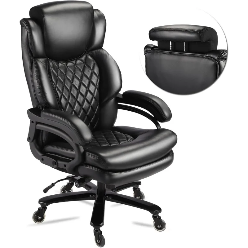 500lbs Large Size Executive Office Chair for Heavy People Big and Tall Office Chair with Adjustable Headrest 360 Swivel Desk