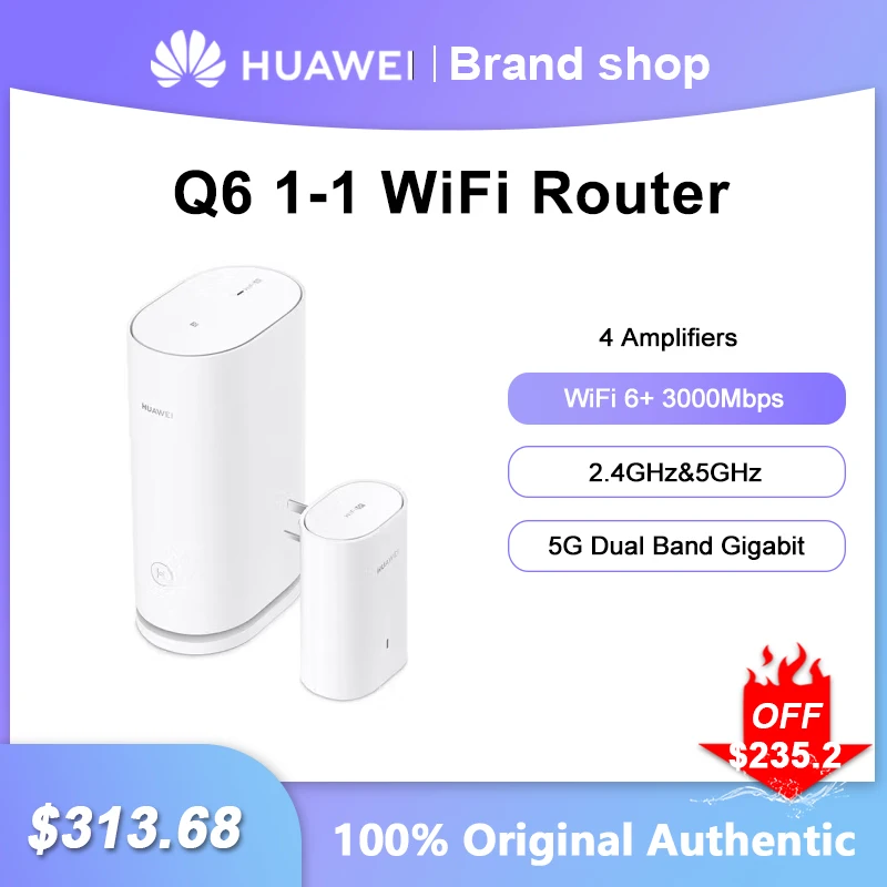 

New Huawei Routing Q6 Whole Home Wi-Fi 6+ Mesh WIFI System 5G Dual Band Gigabit Ports High-Speed Broadband WiFi Router Repeater