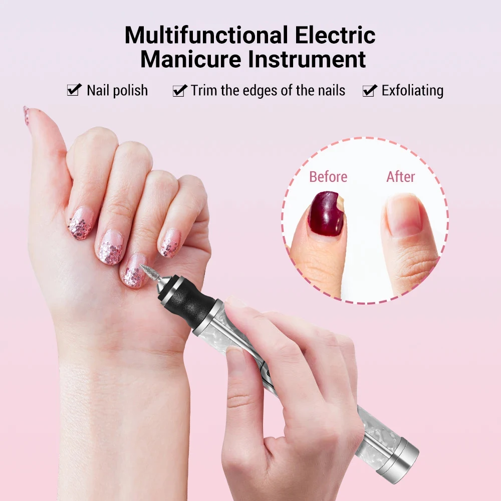 Professional Electric Nail Polishing Machine Nail Drill Multiple Gears Low Noise Nails Sander File Set For Manicure Salon Tools