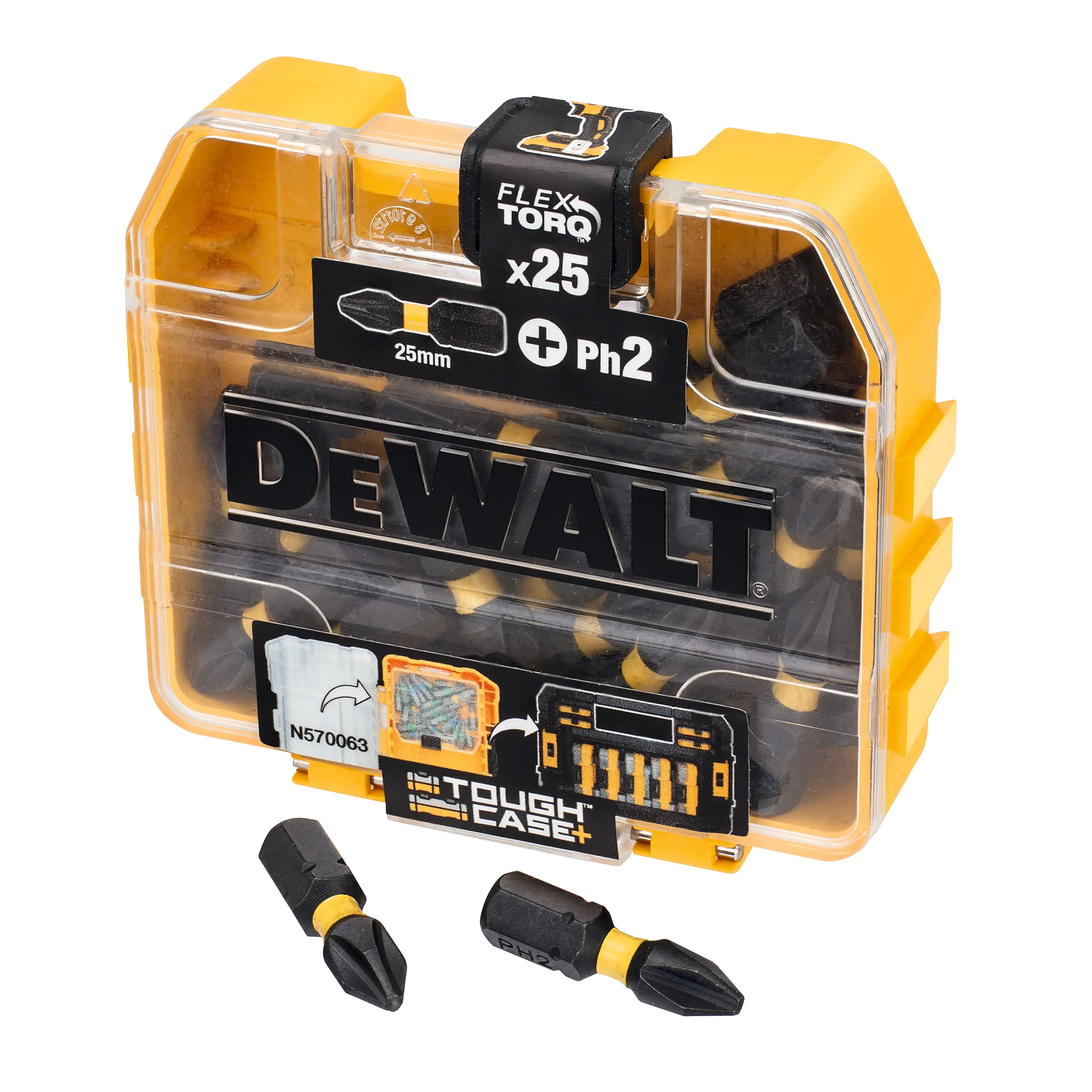 DEWALT DT70555T Extreme FLEXTORQ 25PK Set PH2 25mm in Small Bulk Storage Case Power Tool Accessories Woodworking