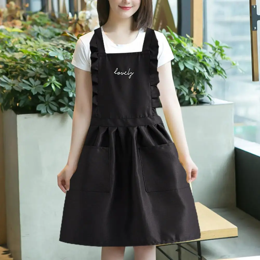 

Kitchen Adjustable Cooking Apron with Pockets Breathable Thin Ladies Princess Skirt Coffee Garden Work Clothes Kitchen Supplies