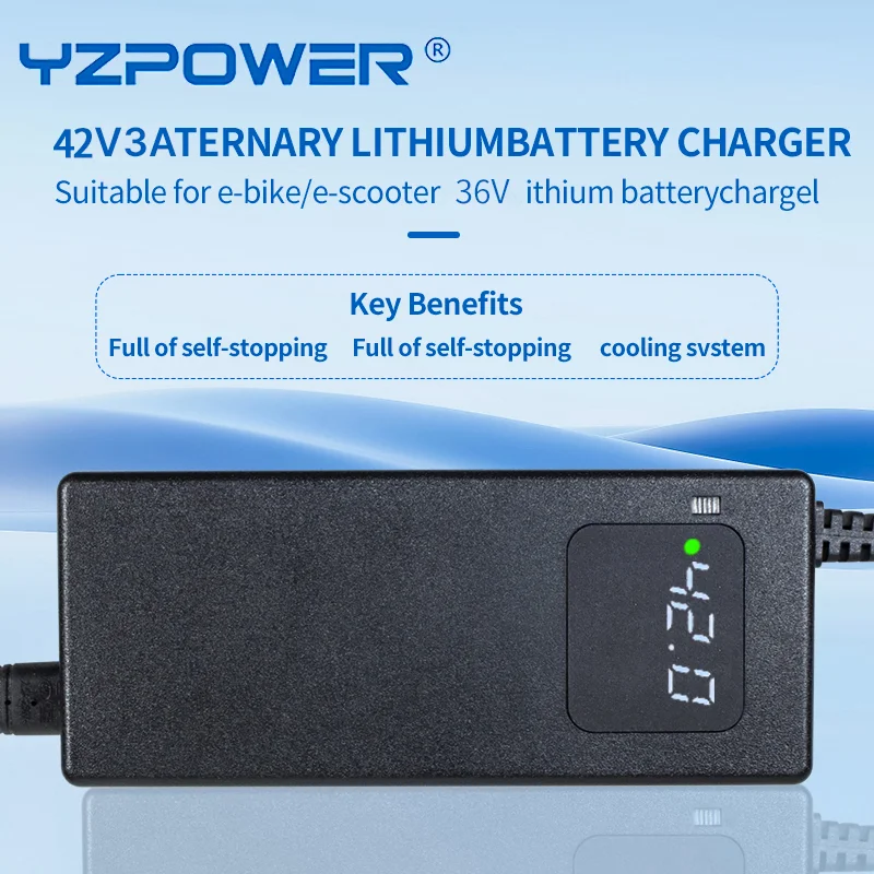 

YZPOWER 42V 3A Lithium Battery Charger for Touroll/Jetson/Gotrax for 36V E-Scooter/E-Bike Charging Smart CC-CV Charger LED Lamp