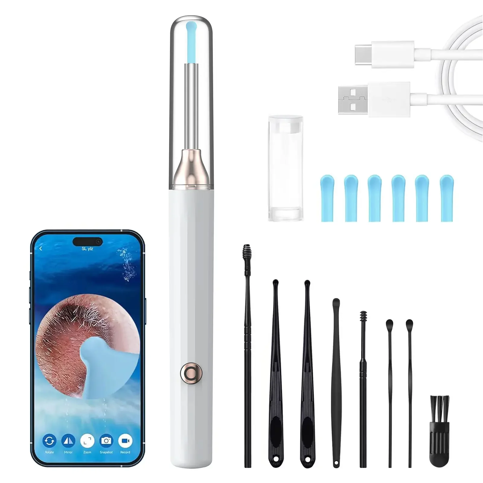 

Wireless Wi-fi Visual Ear Cleaner Otoscope Ear Wax with Ear 1080P HD Cleaning Kit Removal Sticks Endoscope Camera Tool Kit