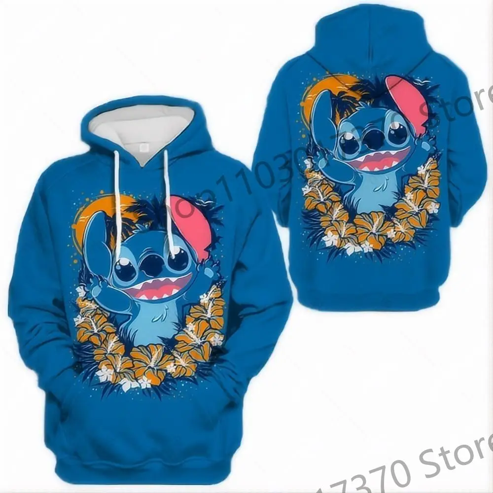 Disney\'s New Cartoon Stitch Stitch Series 3D Digital Print Loose Hoodie Hooded Sweatshirt Children\'s Clothing Onlyfans Cosplay