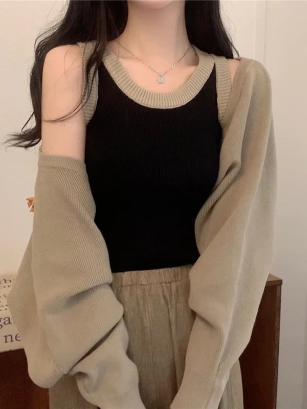 

Ретро-жилет в стиле колор-блок, вязаный, женский, осенне-зимний, новый, модный, облегающий, базовый слой, трендовый свитер с круглым вырезом