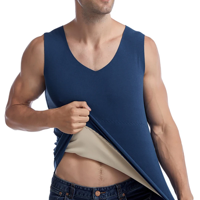 

Men's Warm Velvet Vest Tops Autumn Winter Thicken Patch Vest Seamless Base Coat Slim Comfort Top XL-3XL High Elasticity