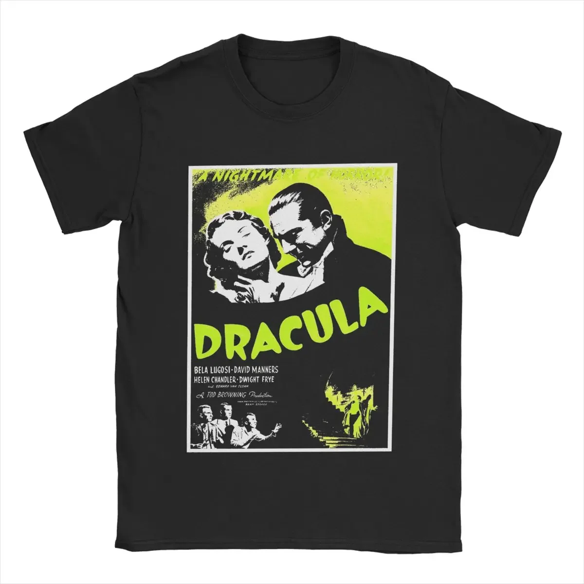 Dracula Lugosi Horror Movie Poster Vampire T Shirt Men's 100% Cotton T-Shirts Round Collar Tee Shirt Short Sleeve Tops Summer